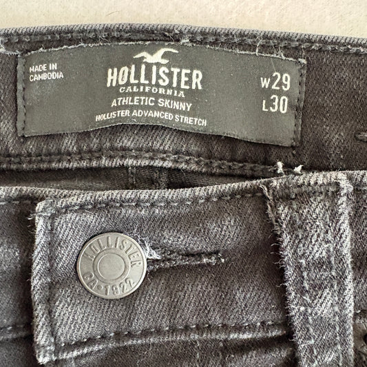 Hollister Jeans Mens 29x30 Black Athletic Skinny Fit Advanced Stretch Denim