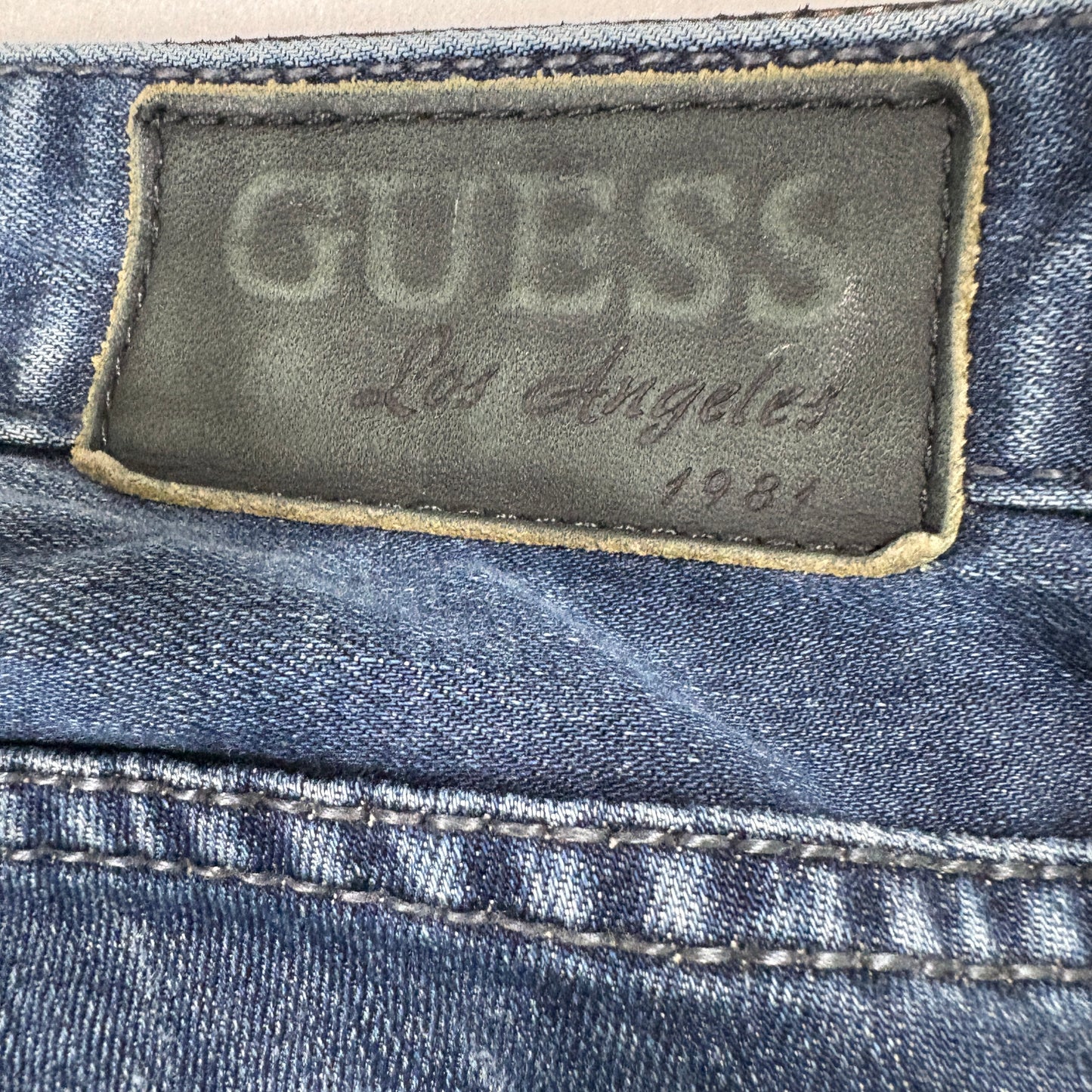Guess Womens Jeans Starlet Straight Leg Blue Denim Size 30 Studded Skull Y2K