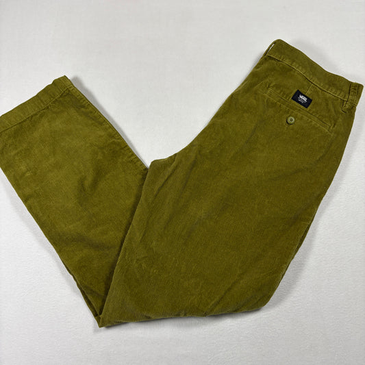 Vans Mens Pants 34 Authentic Chino Relaxed Fit Olive Green Corduroy Skate Y2K