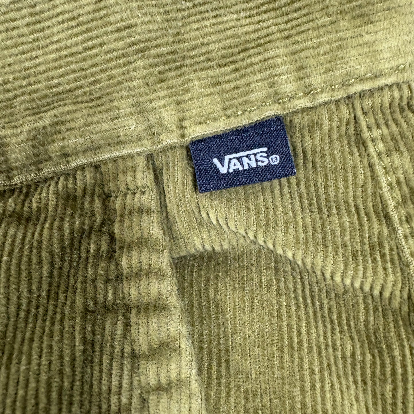 Vans Mens Pants 34 Authentic Chino Relaxed Fit Olive Green Corduroy Skate Y2K