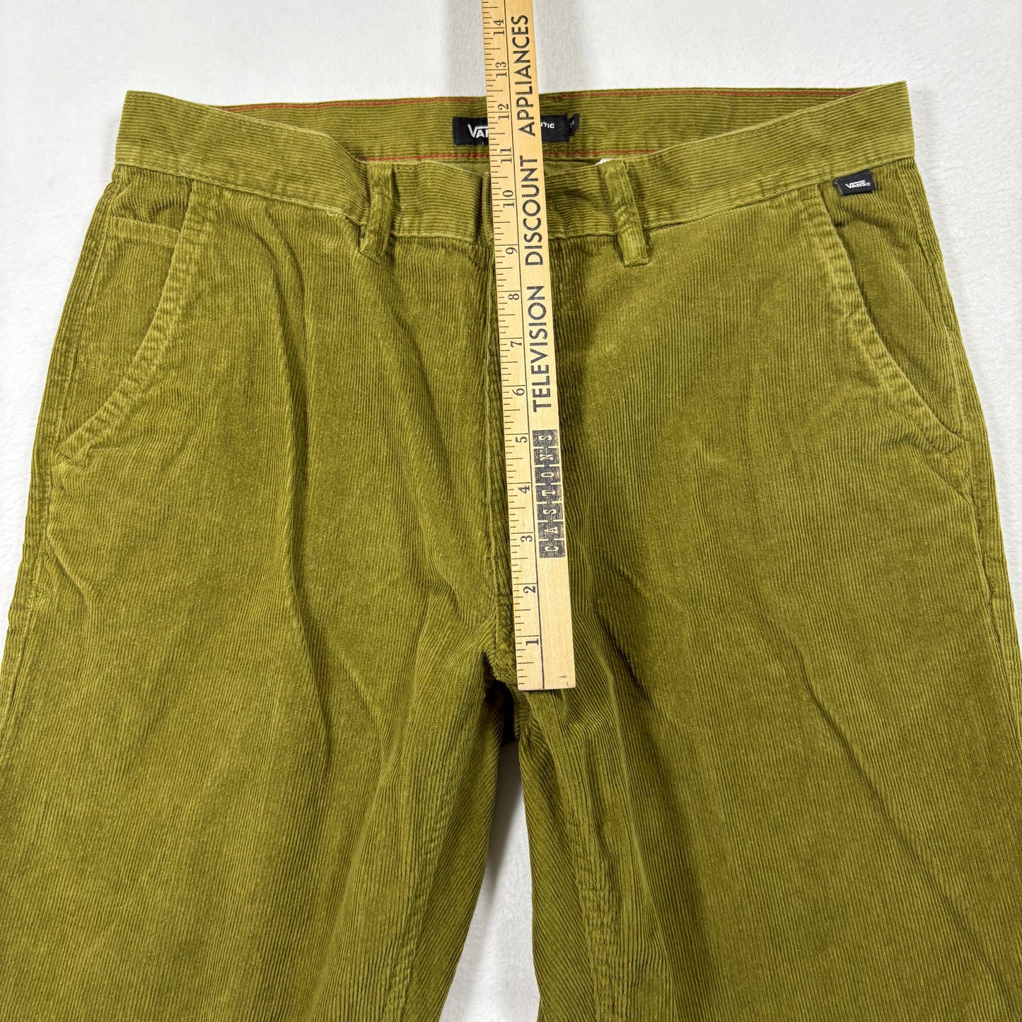 Vans Mens Pants 34 Authentic Chino Relaxed Fit Olive Green Corduroy Skate Y2K