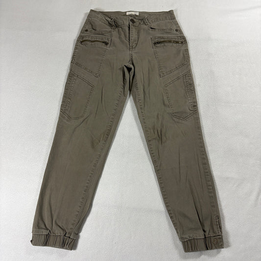 Jolt Cargo Jogger Pants Womens Olive Utility Zip Pocket Stretch Size 7 26x25
