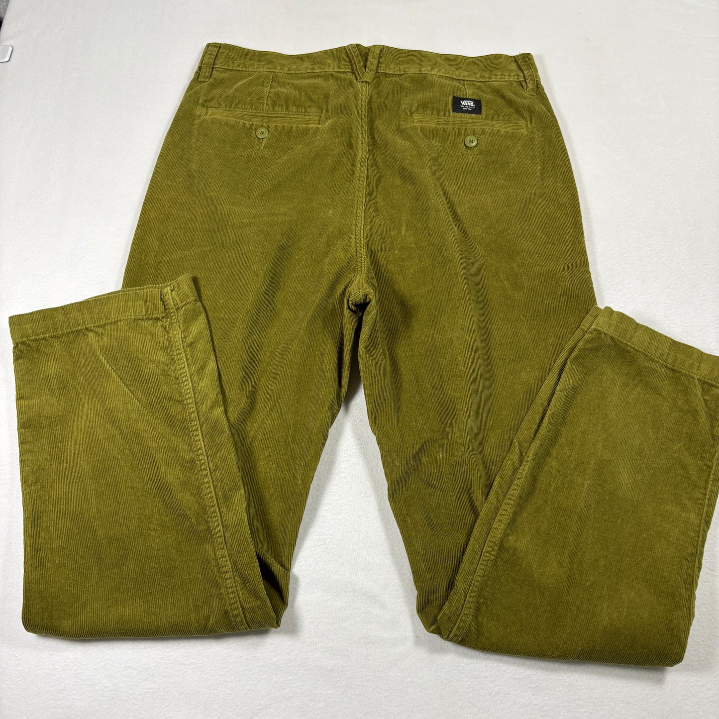 Vans Mens Pants 34 Authentic Chino Relaxed Fit Olive Green Corduroy Skate Y2K