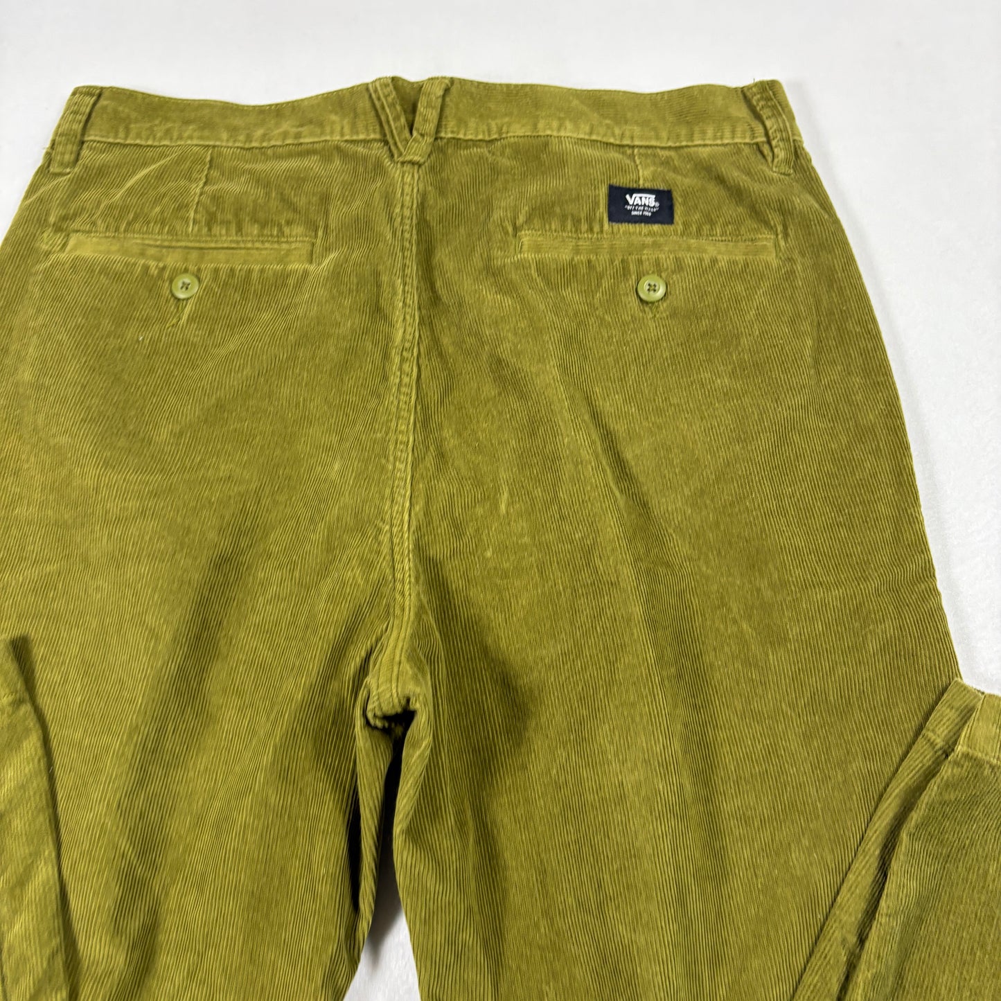 Vans Mens Pants 34 Authentic Chino Relaxed Fit Olive Green Corduroy Skate Y2K