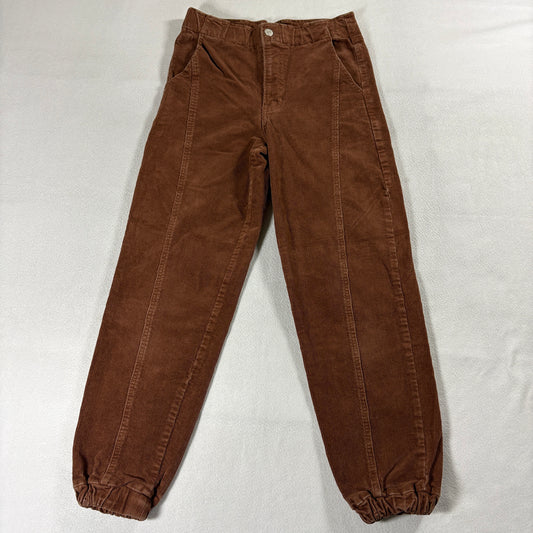 Forever 21 Corduroy Jogger Pants XS Brown High Rise Tapered Y2K Fits Like 26x26