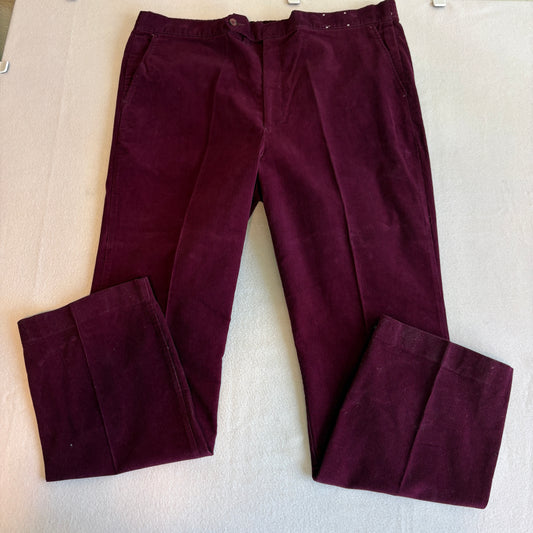 Jonathan Hale Corduroy Pants Mens 42x32 Burgundy Wine Red Classic Casual