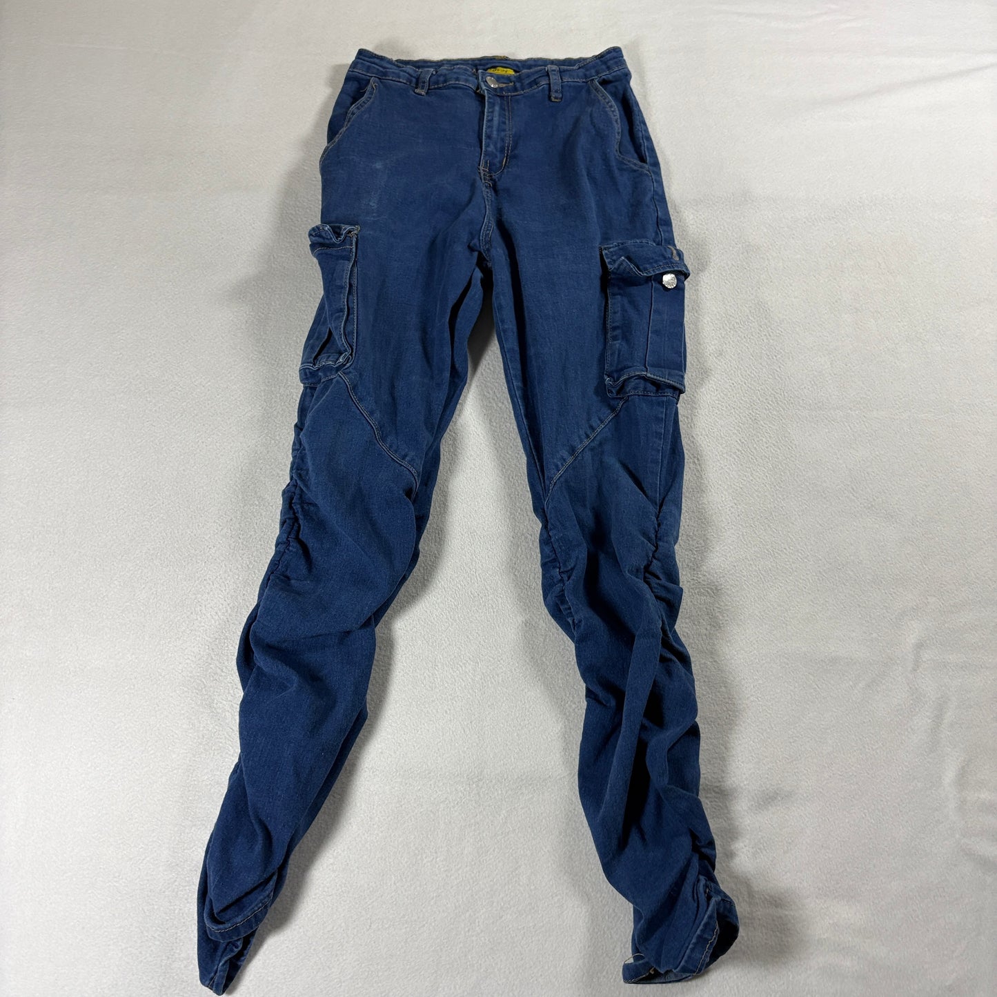 Daisy Cargo Jeans Womens M Blue Stretch Skinny Utility Y2K Pants Fits 26x29