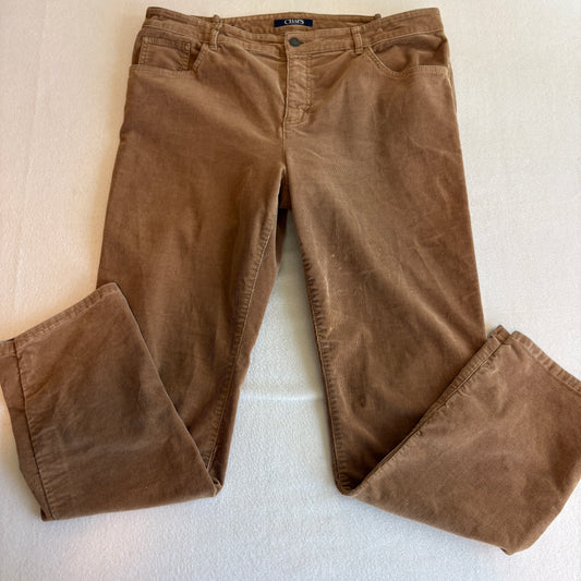 Chaps Corduroy Pants Womens 16 Brown Tan Stretch Mid Rise Casual Fall Pants