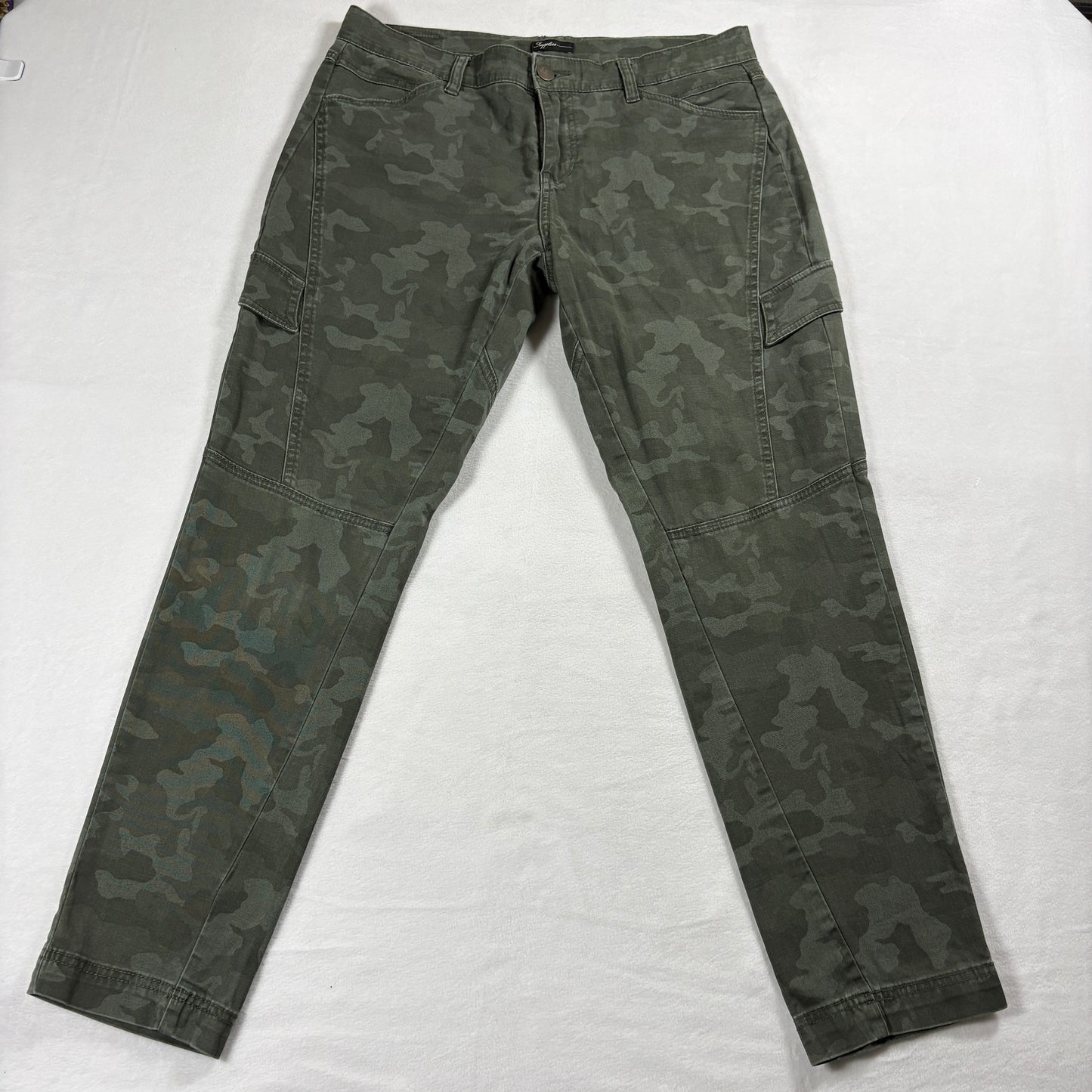 Cargo Pants Womens Size 12 Green Camo Stretch Utility Streetwear Retro Vintage!!