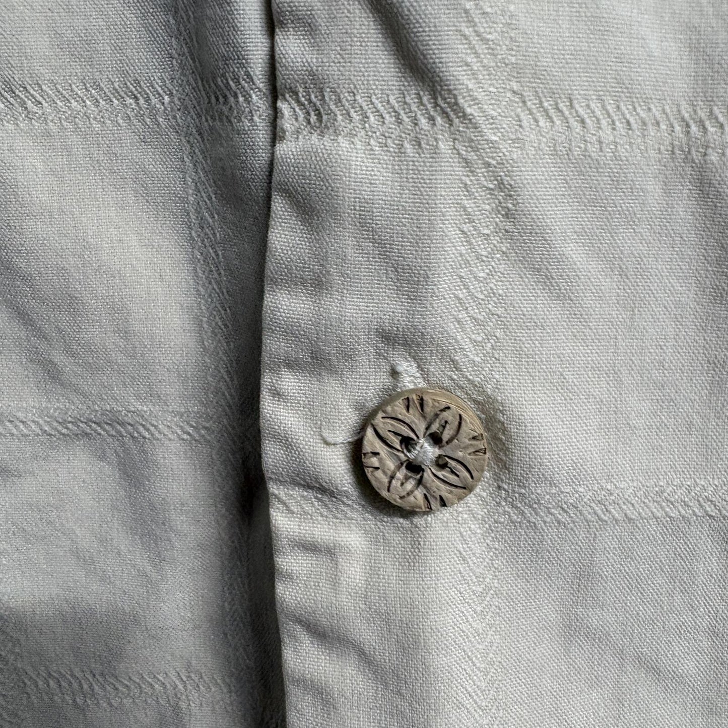 Tommy Bahama Silk Shirt Mens Medium Cream Yellow Grid Textured Short Sleeve