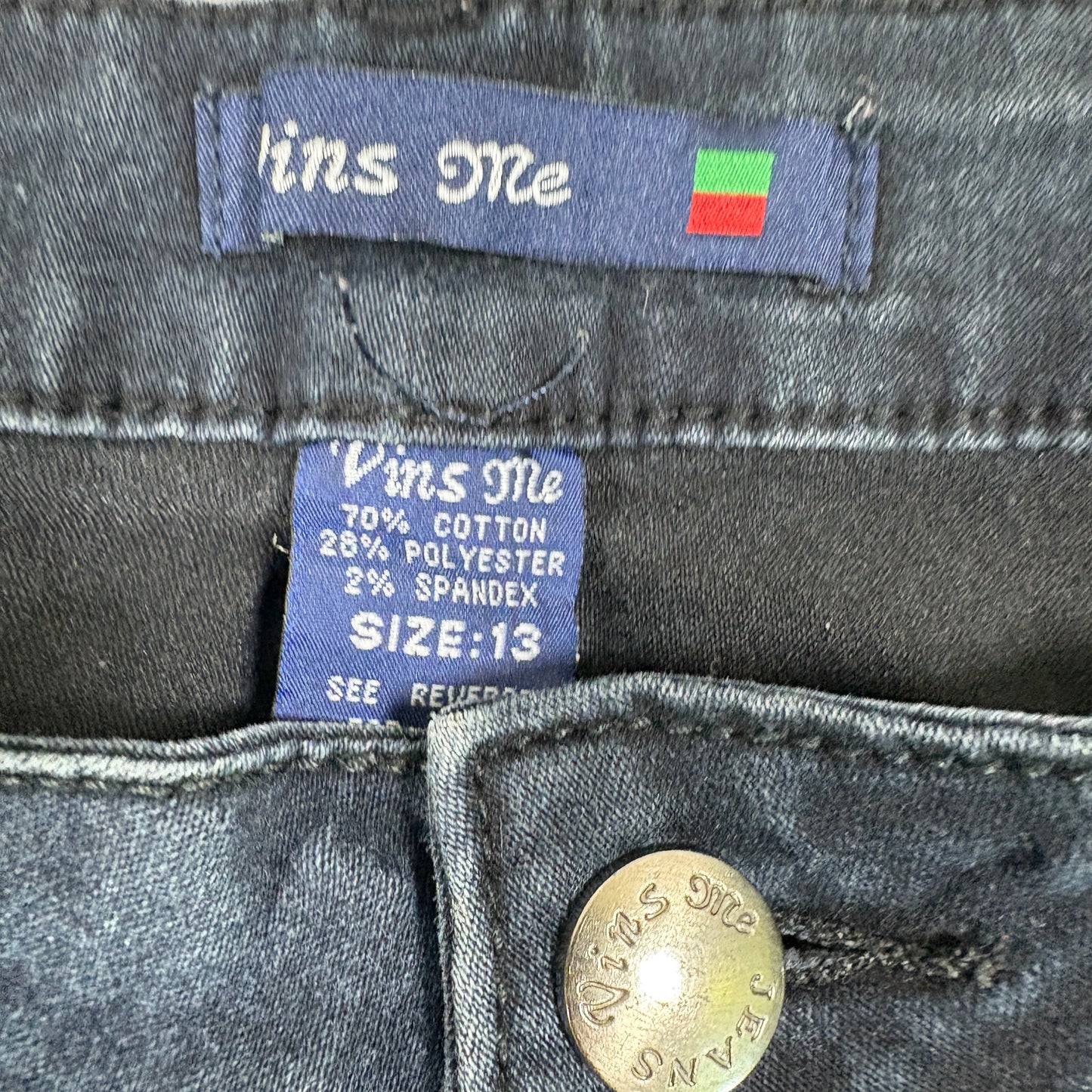 Vins Me Womens Jeans 13 Black Denim Stretch Skinny High Rise Y2K Grunge