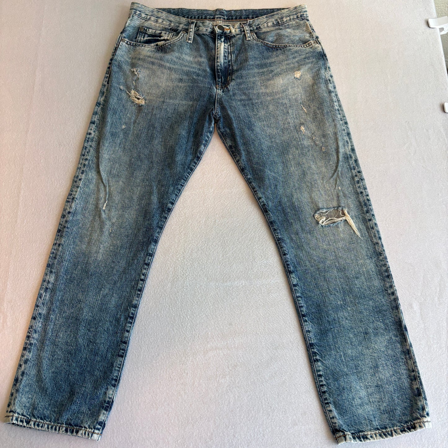 Boyfriend Jeans Womens 30 Blue Distressed Ripped Denim Vintage Grunge Style
