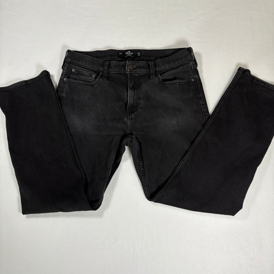 Hollister Men’s 32x32 Black Jeans Straight Advanced Stretch Denim Dark Wash
