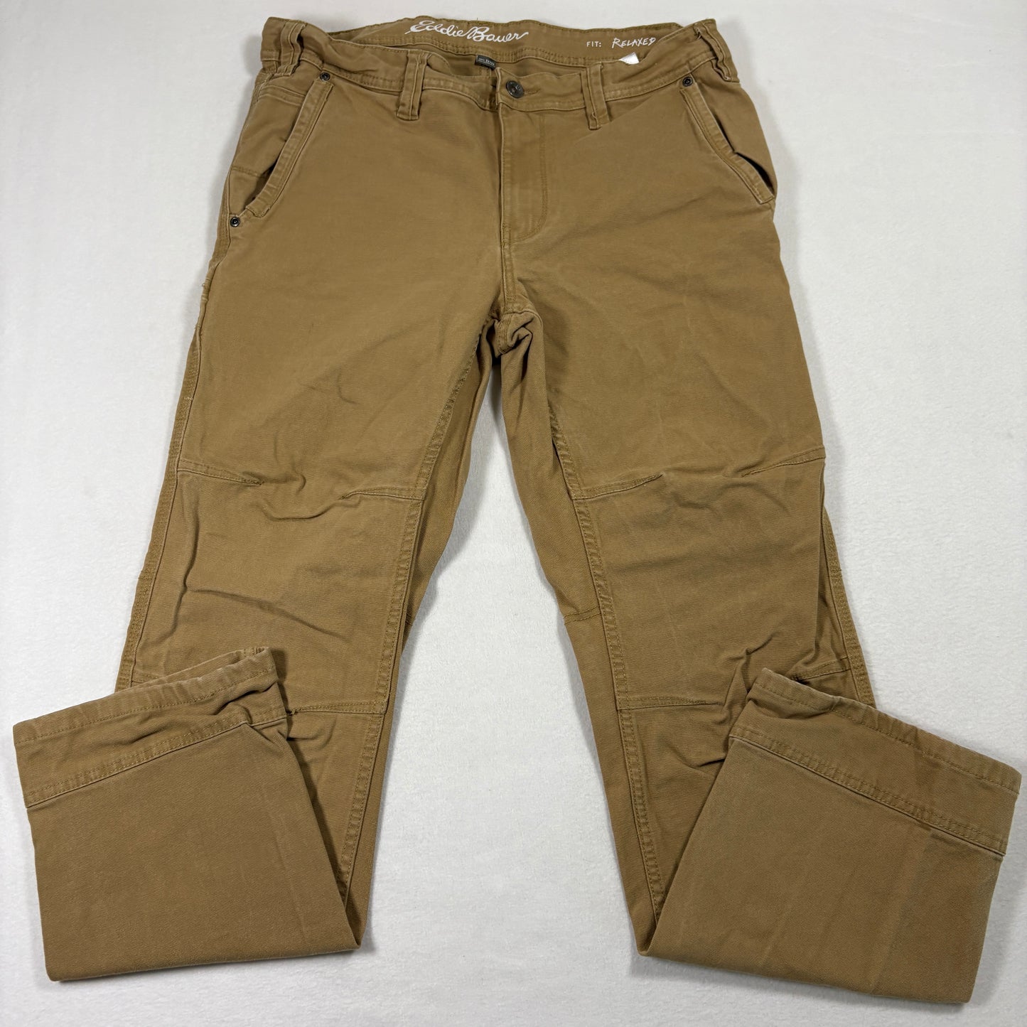 Eddie Bauer Mens Pants 32x32 Relaxed Fit Brown Canvas Utility Workwear Outdoor