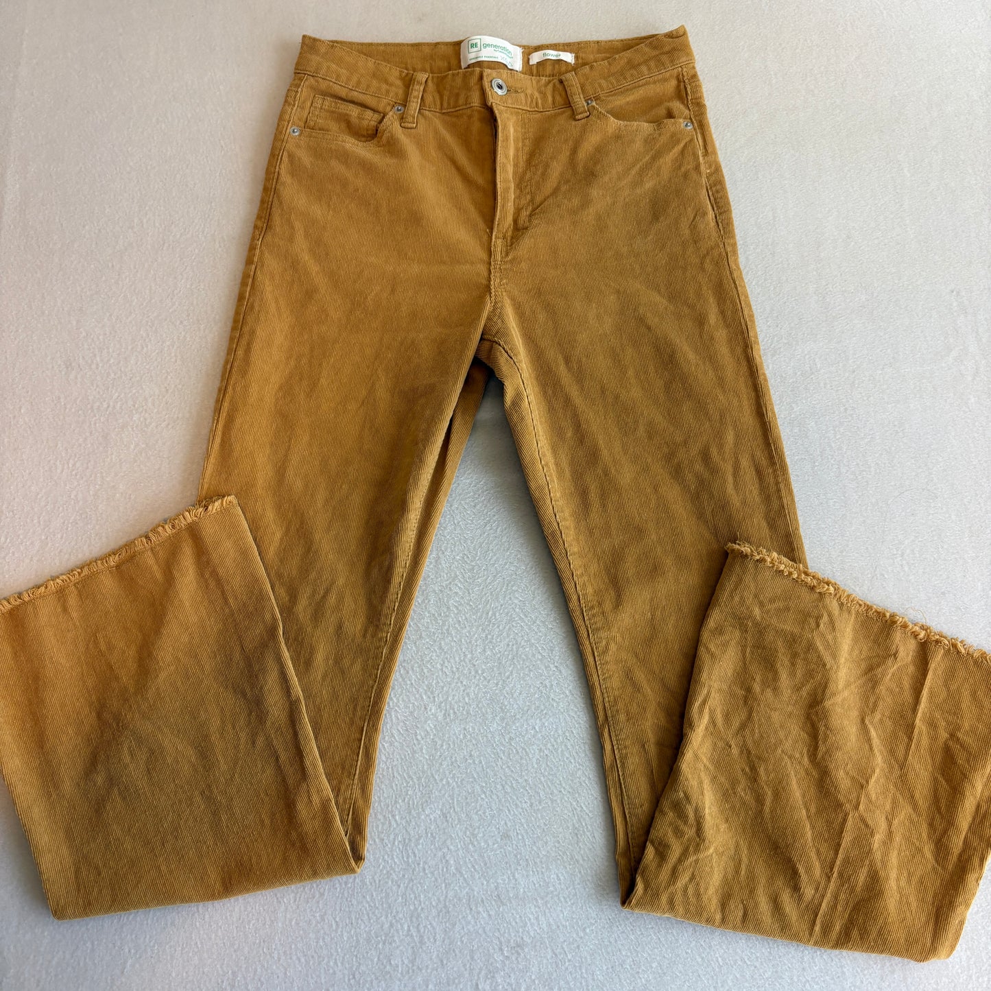 Regeneration By Celebrity Pink Pants Womens 7/28 Tan Corduroy Raw Hem Stretch