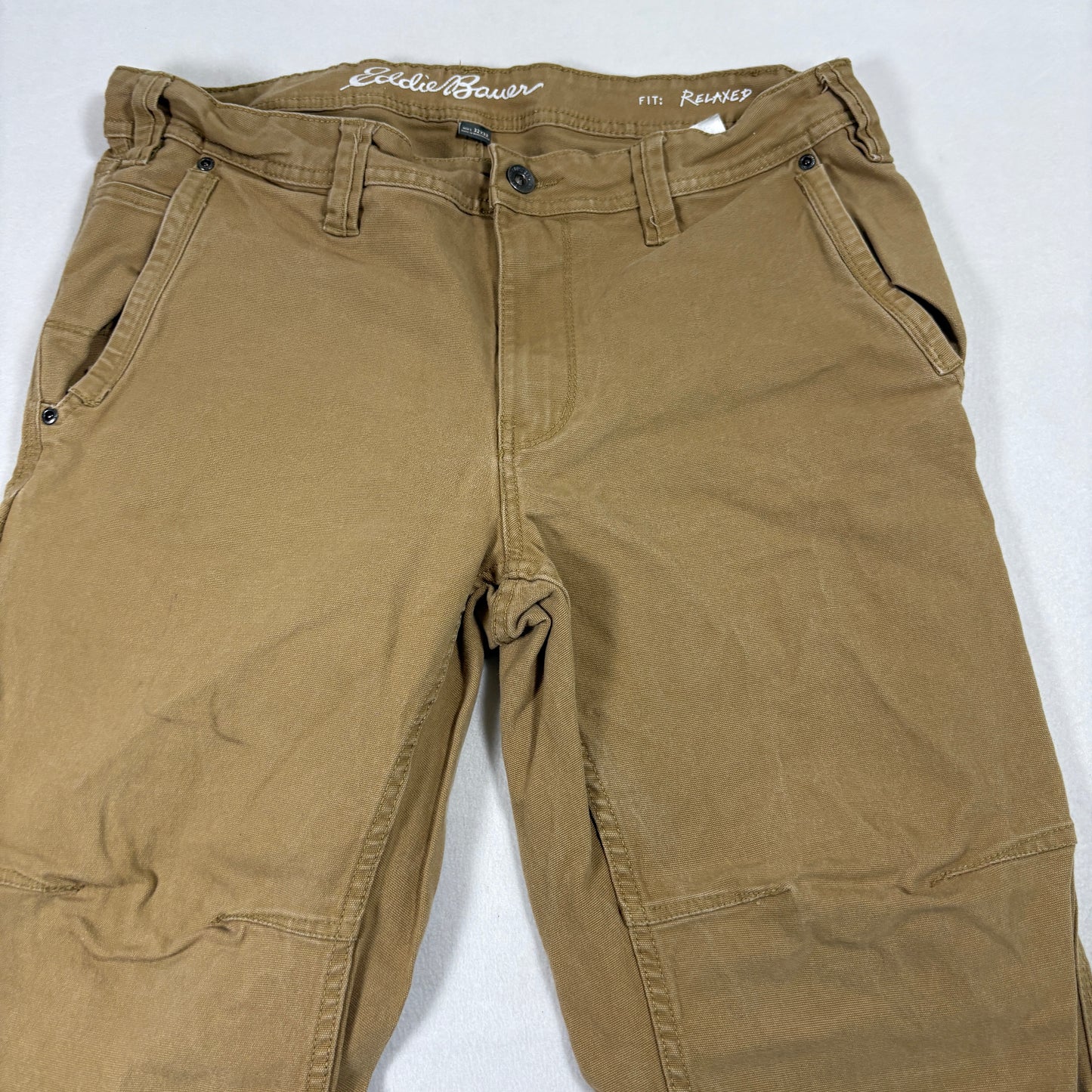 Eddie Bauer Mens Pants 32x32 Relaxed Fit Brown Canvas Utility Workwear Outdoor