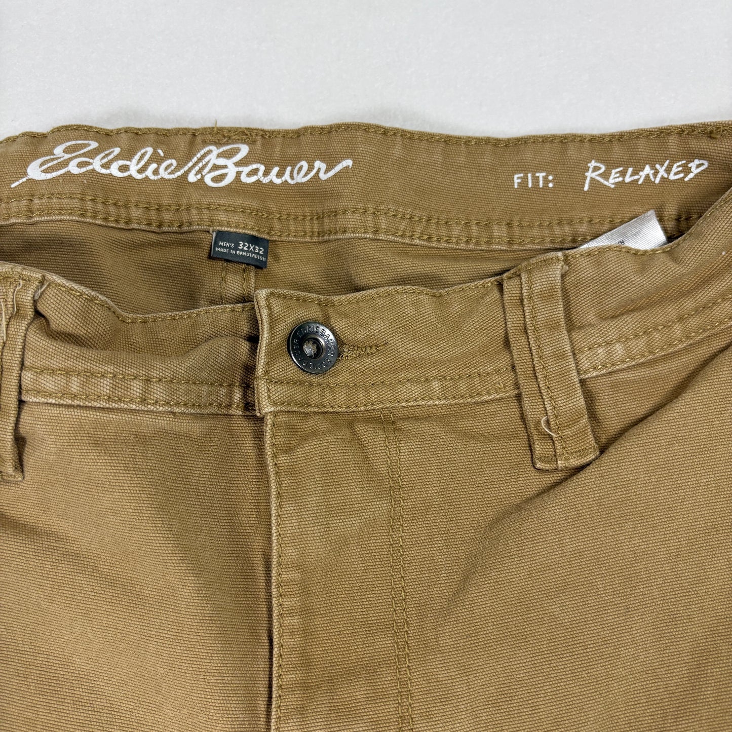 Eddie Bauer Mens Pants 32x32 Relaxed Fit Brown Canvas Utility Workwear Outdoor