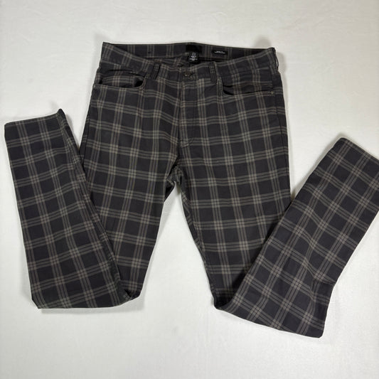 H&M Men’s 33 Skinny Fit Plaid Pants Gray Black Stretch Tartan Check Trousers