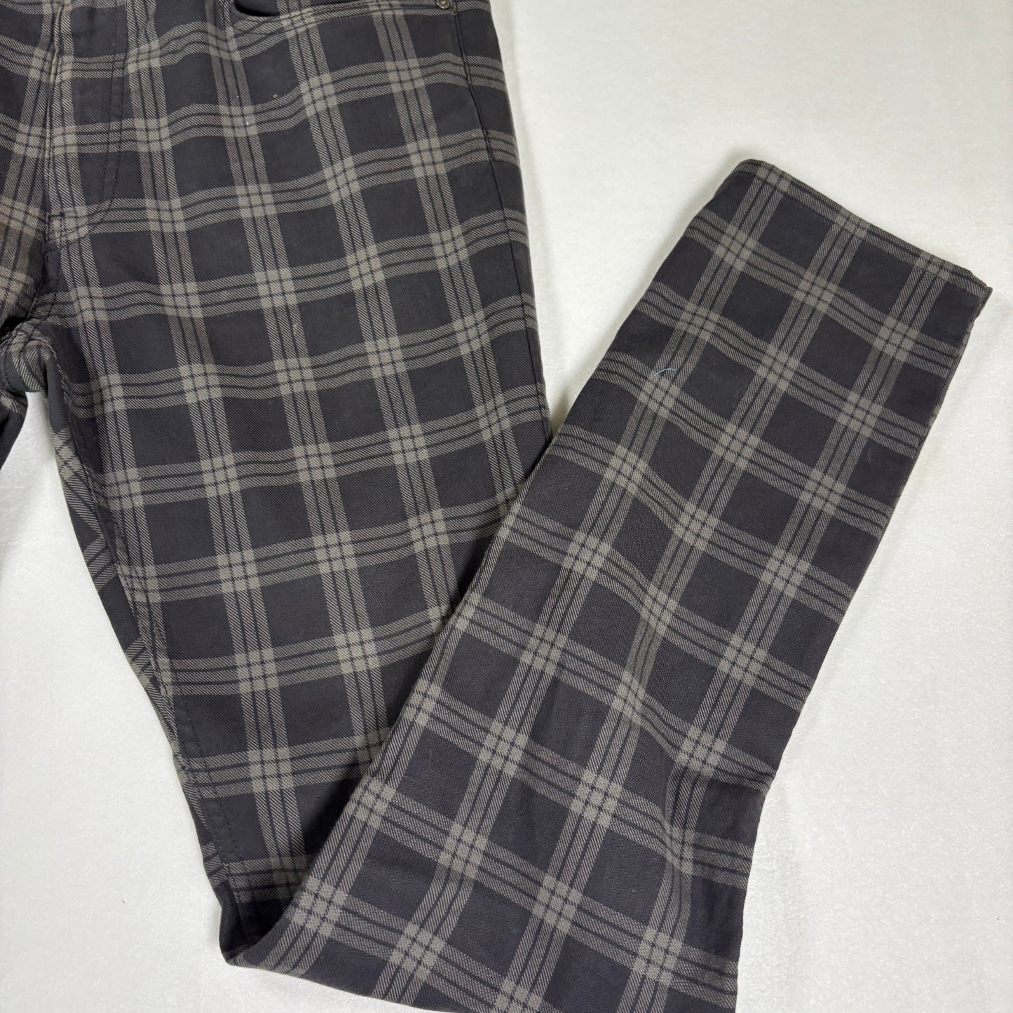 H&M Men’s 33 Skinny Fit Plaid Pants Gray Black Stretch Tartan Check Trousers