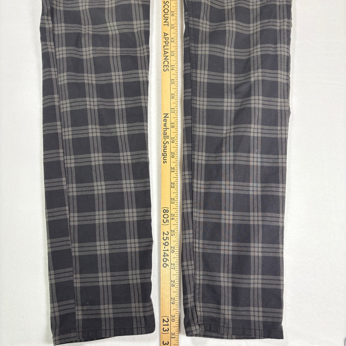 H&M Men’s 33 Skinny Fit Plaid Pants Gray Black Stretch Tartan Check Trousers