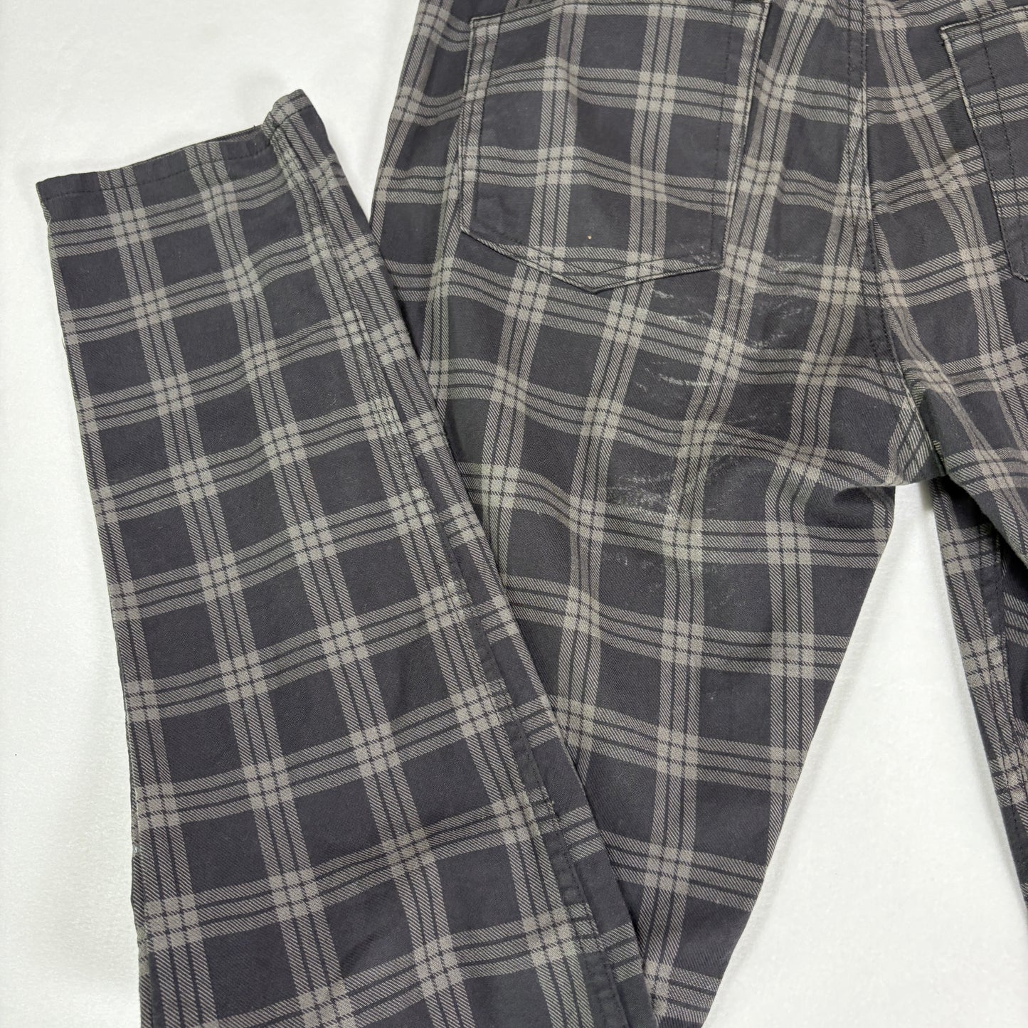 H&M Men’s 33 Skinny Fit Plaid Pants Gray Black Stretch Tartan Check Trousers