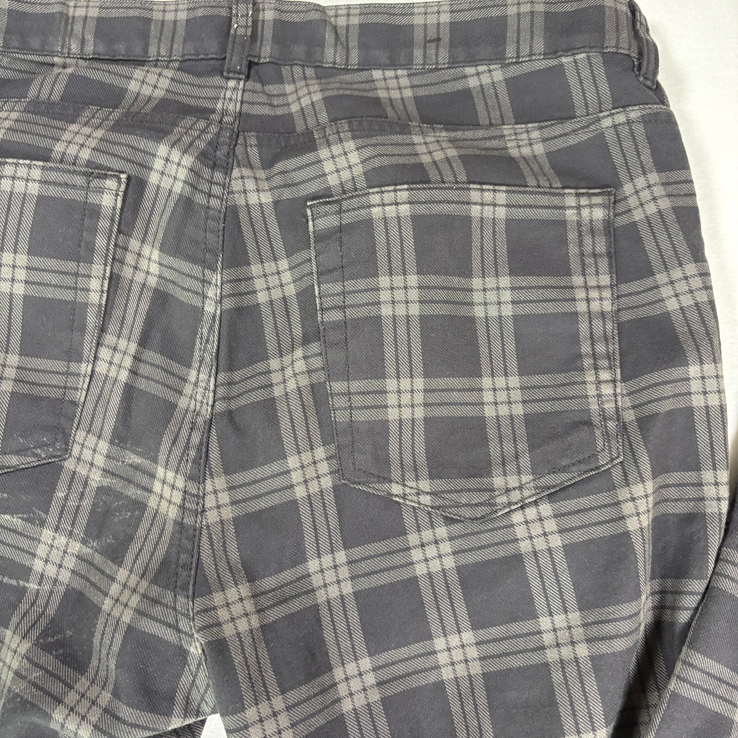 H&M Men’s 33 Skinny Fit Plaid Pants Gray Black Stretch Tartan Check Trousers