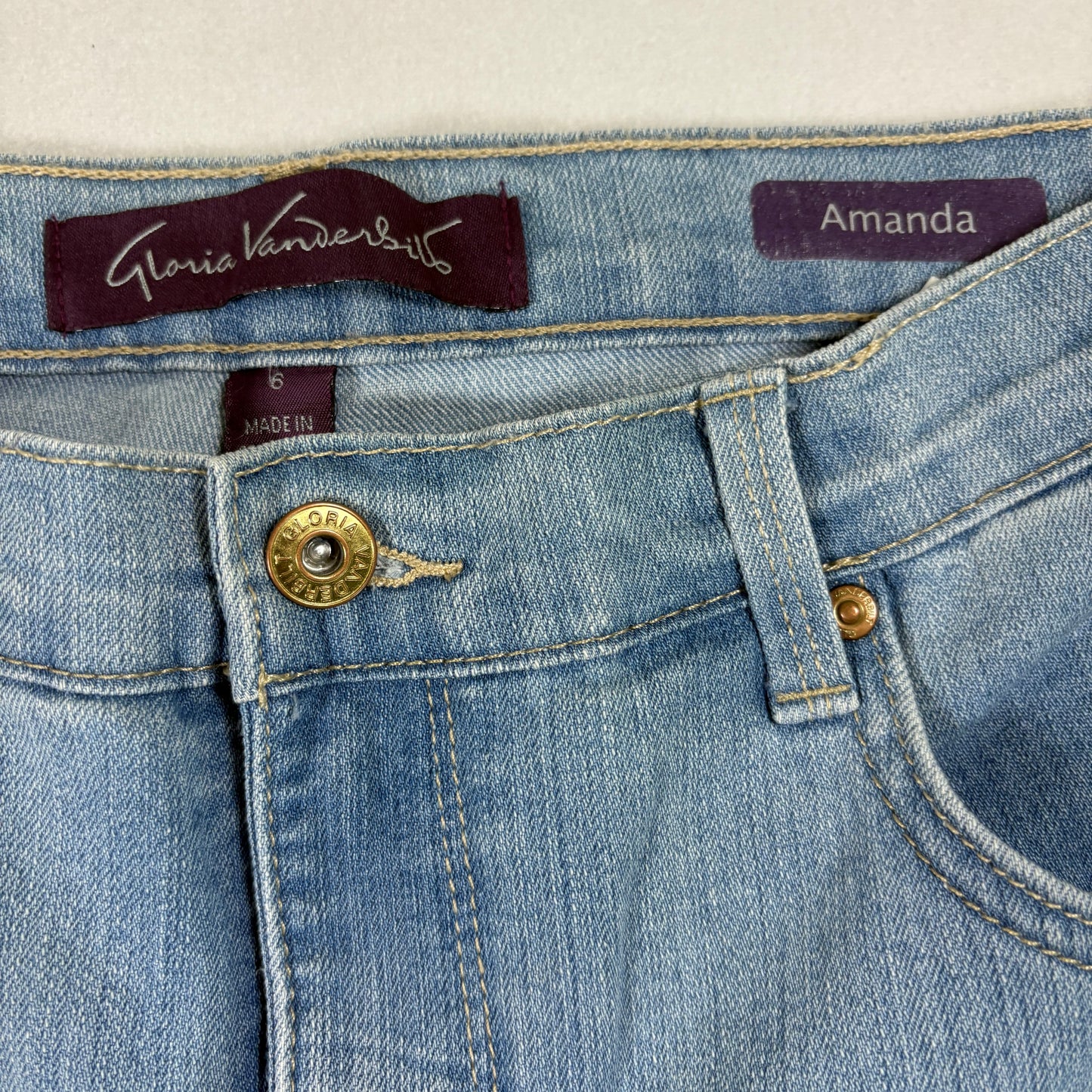Gloria Vanderbilt Womens Jeans 6 Amanda High Rise Tapered Leg Light Wash Vintage