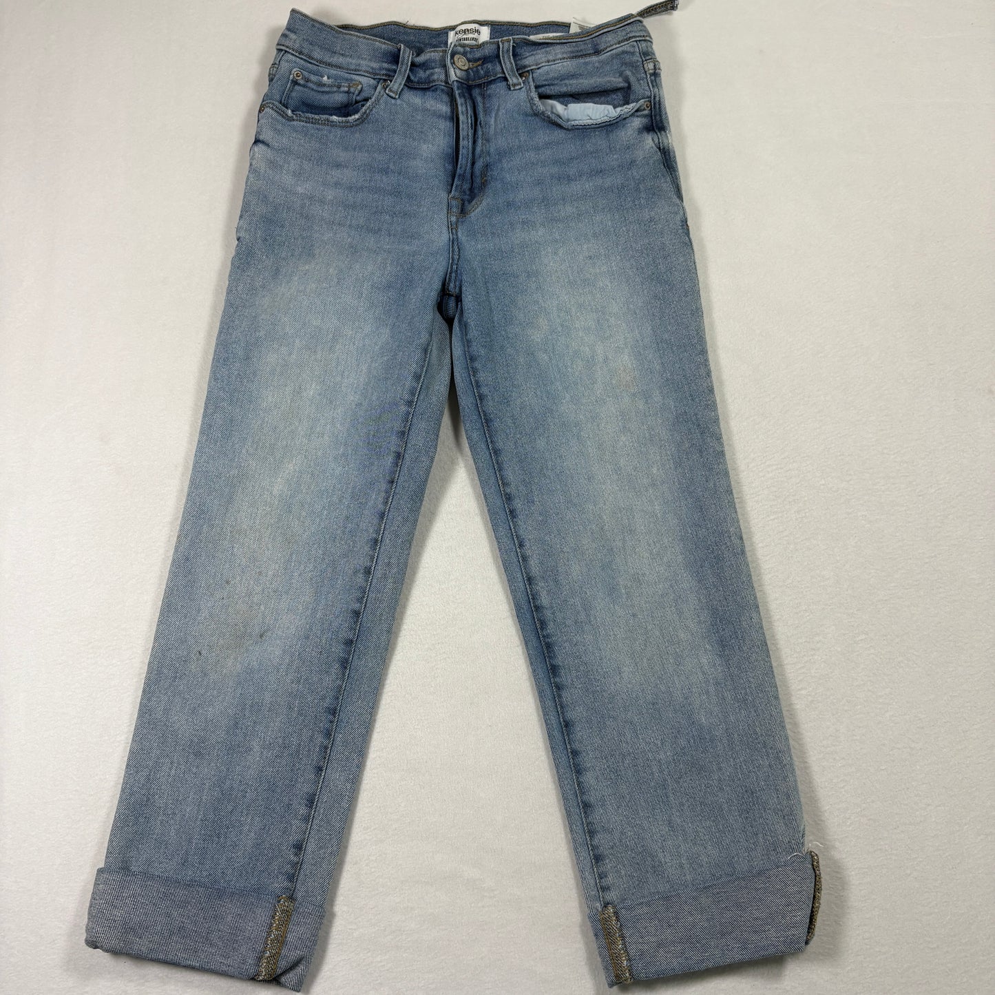 Kensie Womens Jeans 6/28 The Slim Light Wash Straight Leg Cuffed Denim Y2K