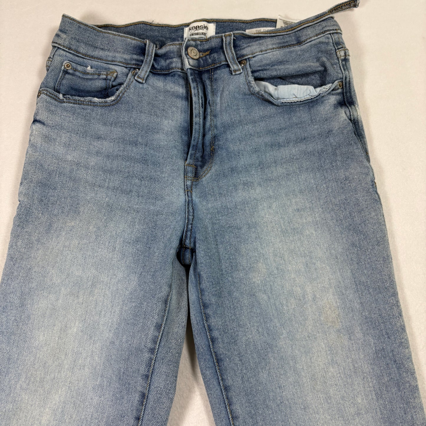 Kensie Womens Jeans 6/28 The Slim Light Wash Straight Leg Cuffed Denim Y2K