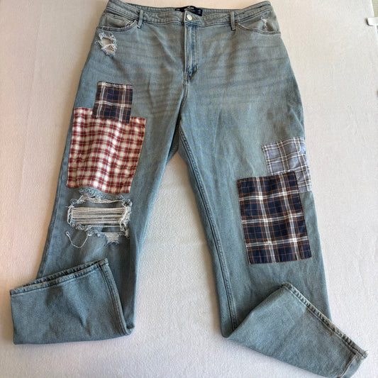 Hollister Dad Jeans Womens 17R W33 L31 Patchwork Distressed Grunge Y2K Vintage