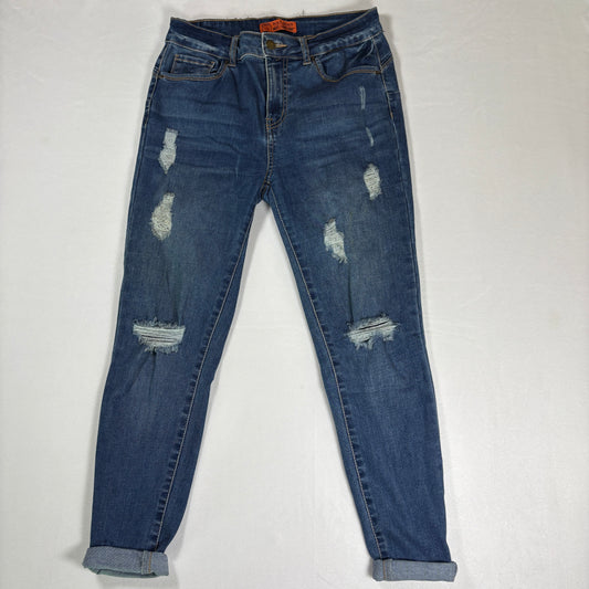 Wax Jean Women’s 7/28 Distressed Skinny Jeans Blue Ripped Stretch Denim Pants