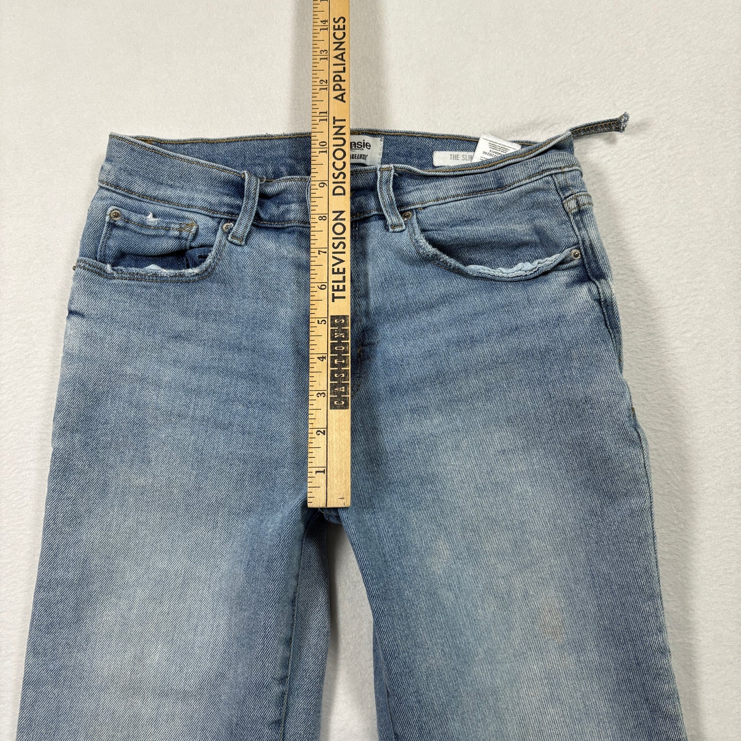 Kensie Womens Jeans 6/28 The Slim Light Wash Straight Leg Cuffed Denim Y2K
