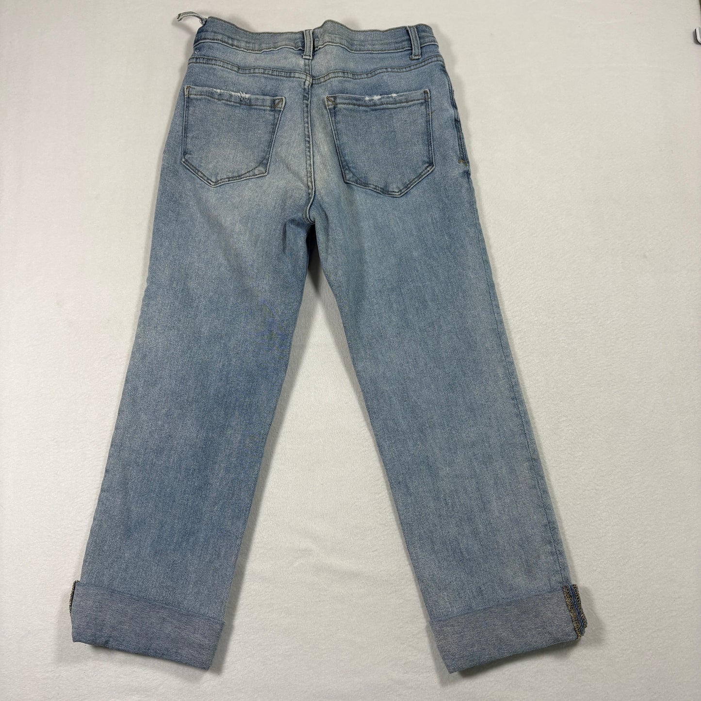 Kensie Womens Jeans 6/28 The Slim Light Wash Straight Leg Cuffed Denim Y2K