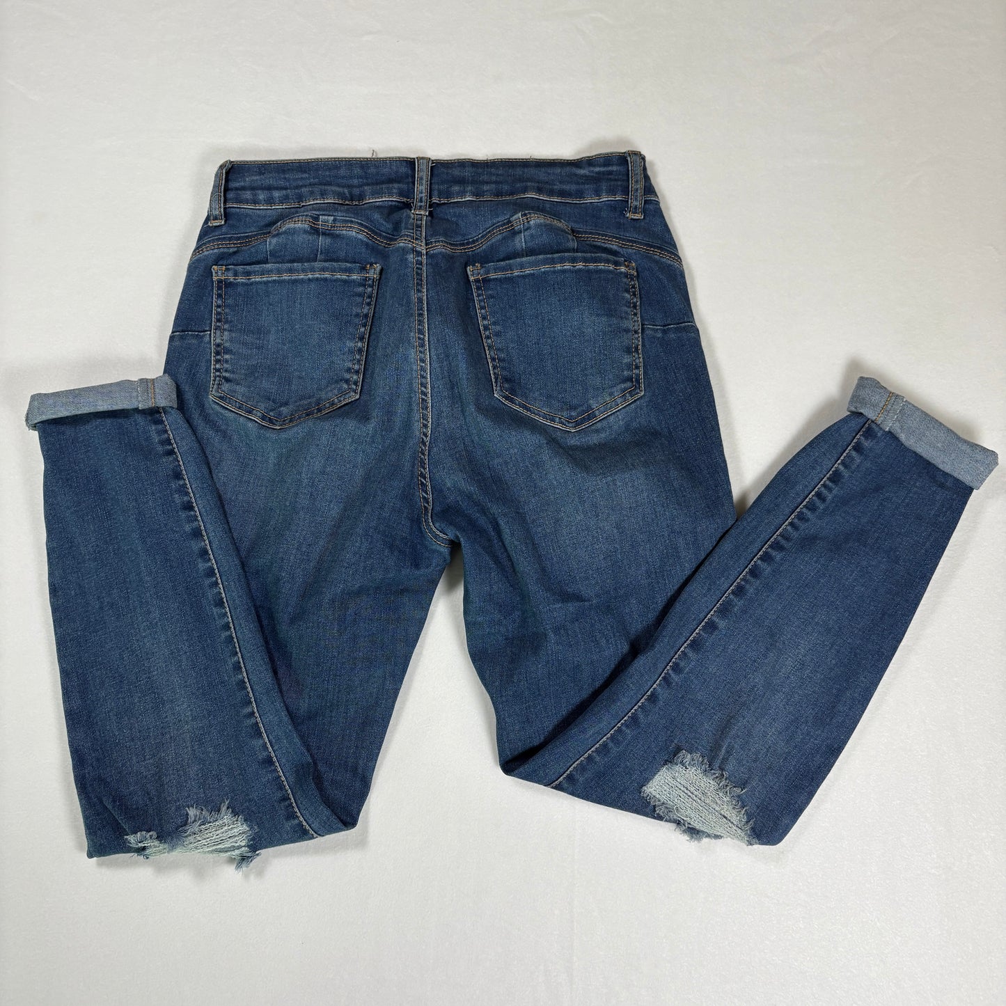 Wax Jean Women’s 7/28 Distressed Skinny Jeans Blue Ripped Stretch Denim Pants