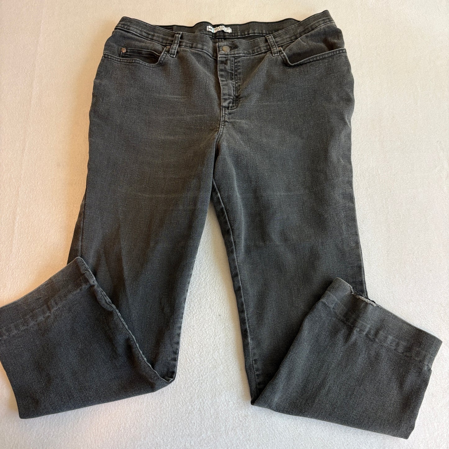 Lee Relaxed Fit Jeans Womens 16W Gray Stretch Denim Mid Rise Straight Plus