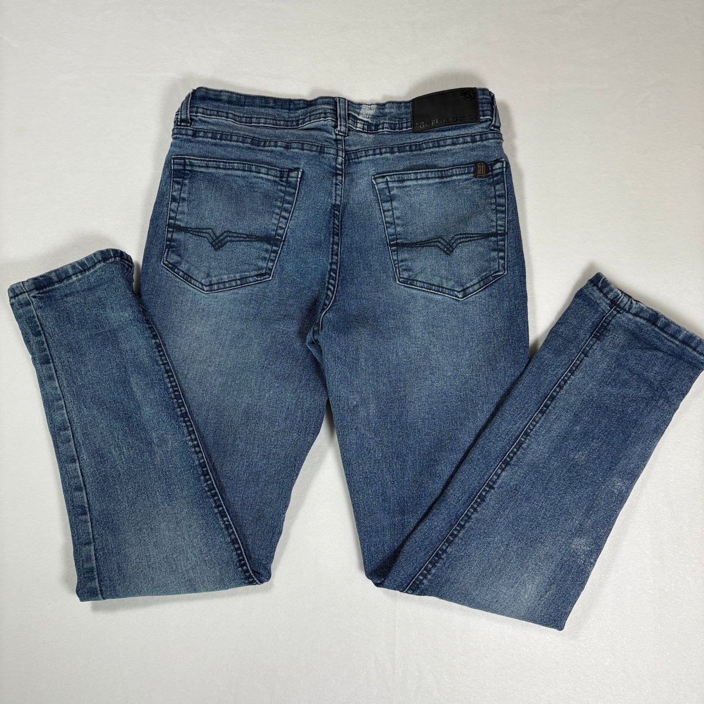 Buffalo David Bitton Men’s 16 Max Skinny Fit Jeans Blue Stretch Denim Faded Wash