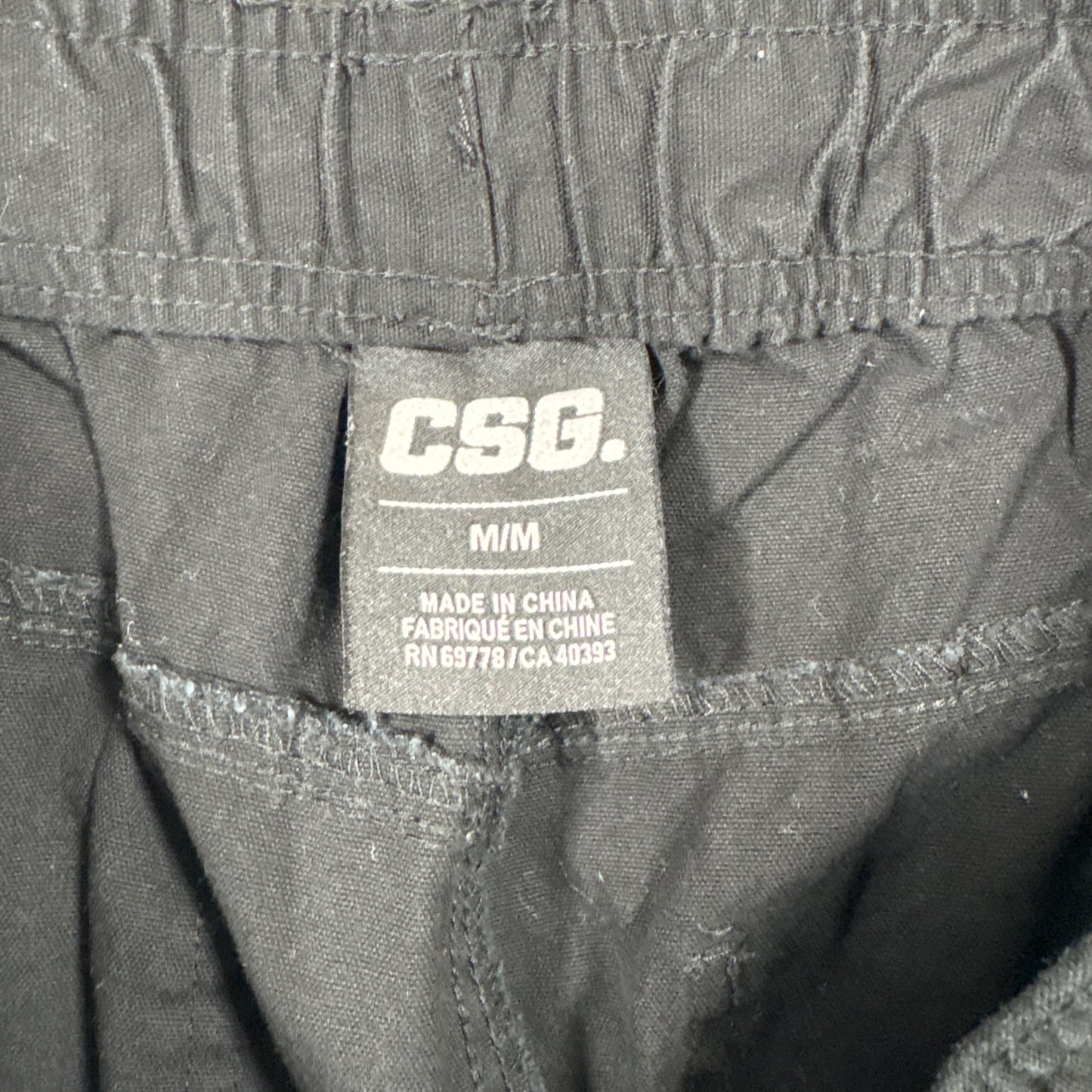 CSG Mens Jogger Pants Medium Black Cargo Drawstring Elastic Waist Streetwear