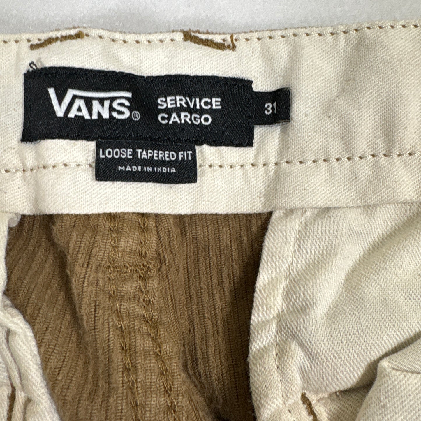 Vans Mens Pants 31 Brown Corduroy Service Cargo Loose Tapered Fit Baggy Y2K