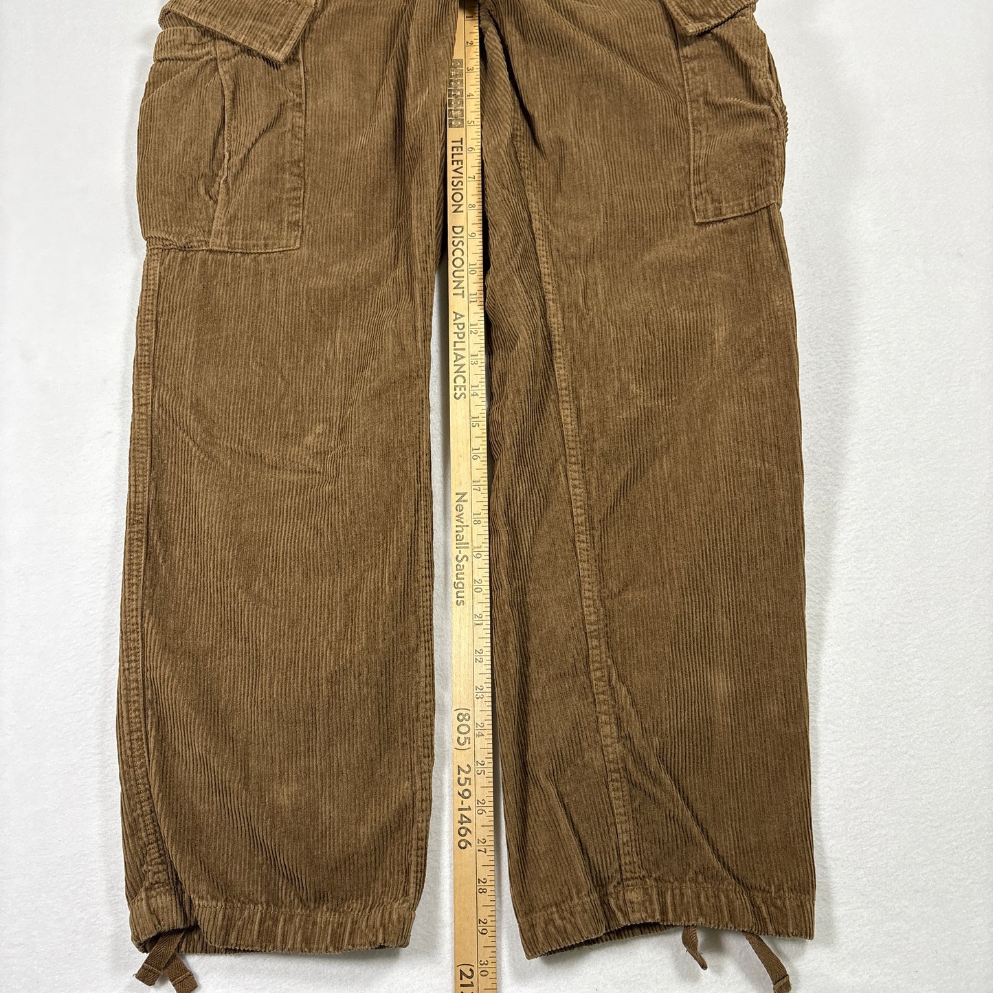 Vans Mens Pants 31 Brown Corduroy Service Cargo Loose Tapered Fit Baggy Y2K