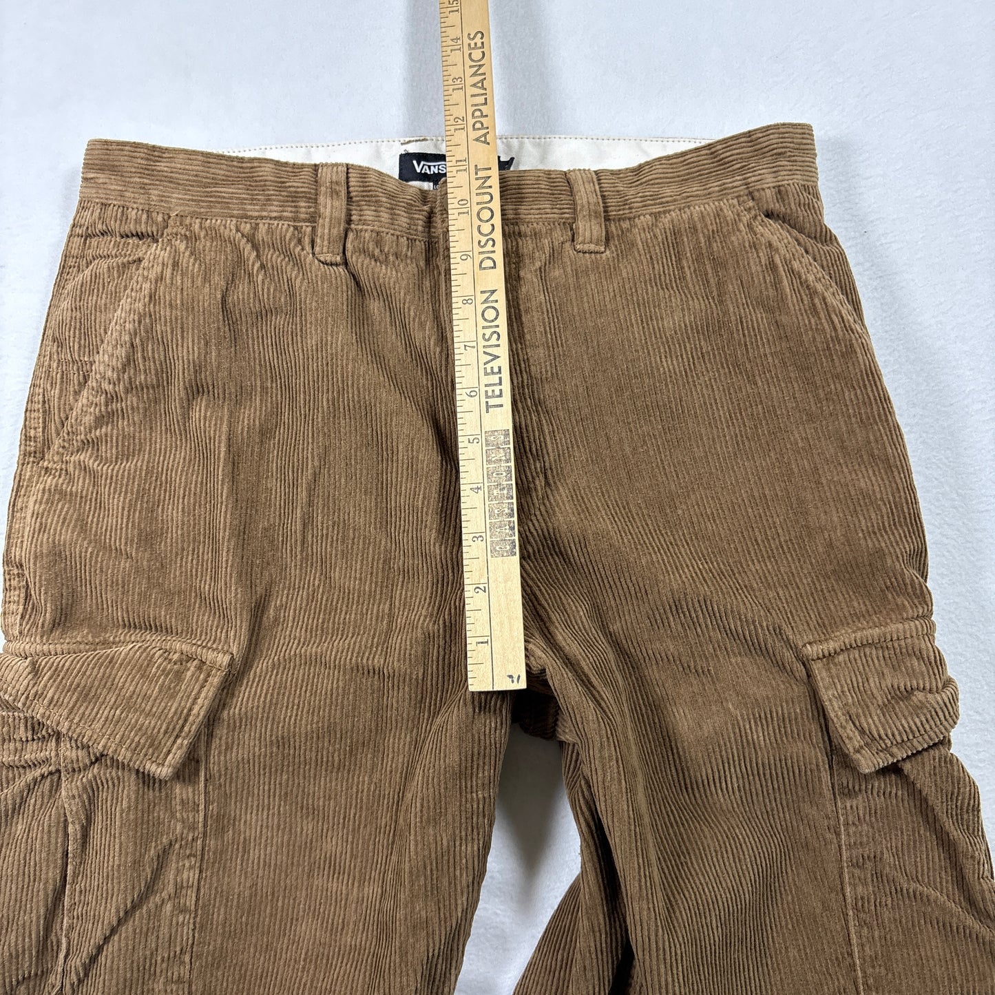 Vans Mens Pants 31 Brown Corduroy Service Cargo Loose Tapered Fit Baggy Y2K