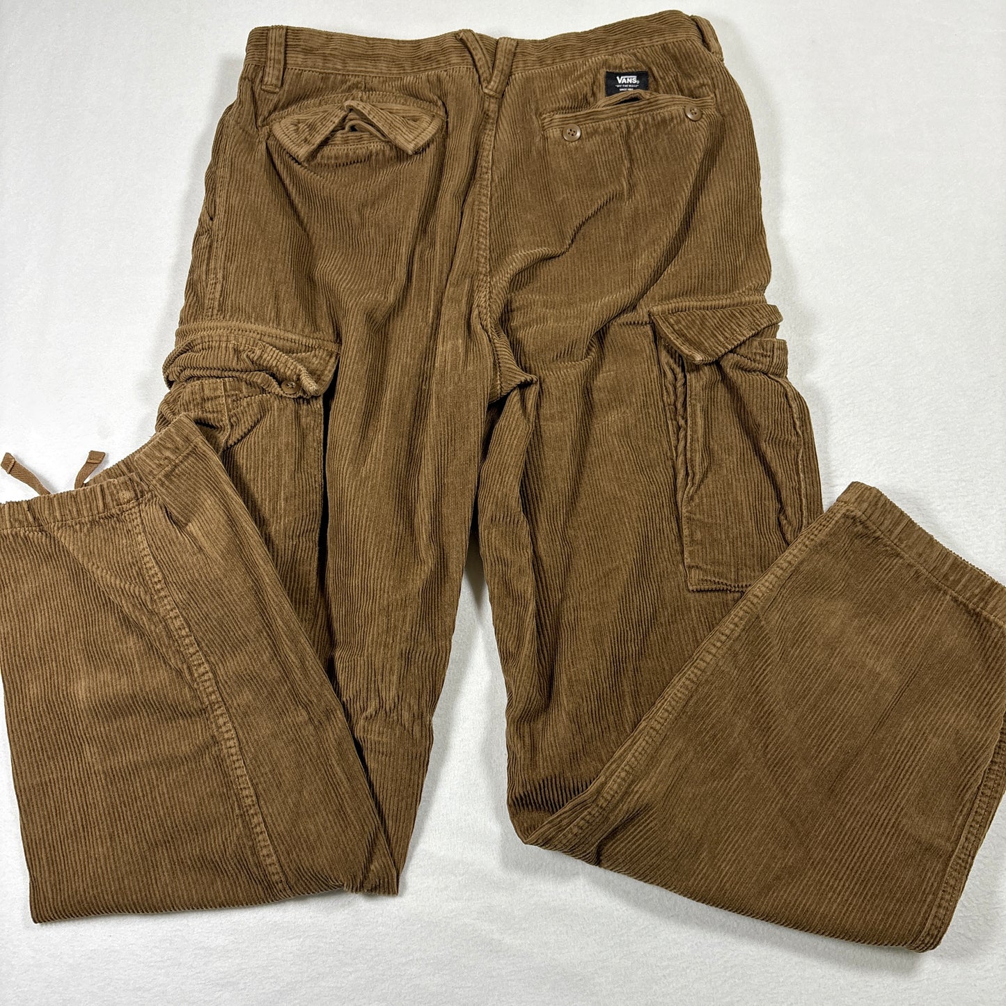 Vans Mens Pants 31 Brown Corduroy Service Cargo Loose Tapered Fit Baggy Y2K