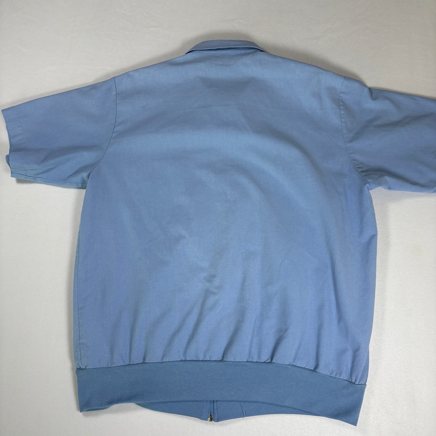 J Blair Mens Short Sleeve Shirt Blue Zip Front Guayabera Style Vintage L