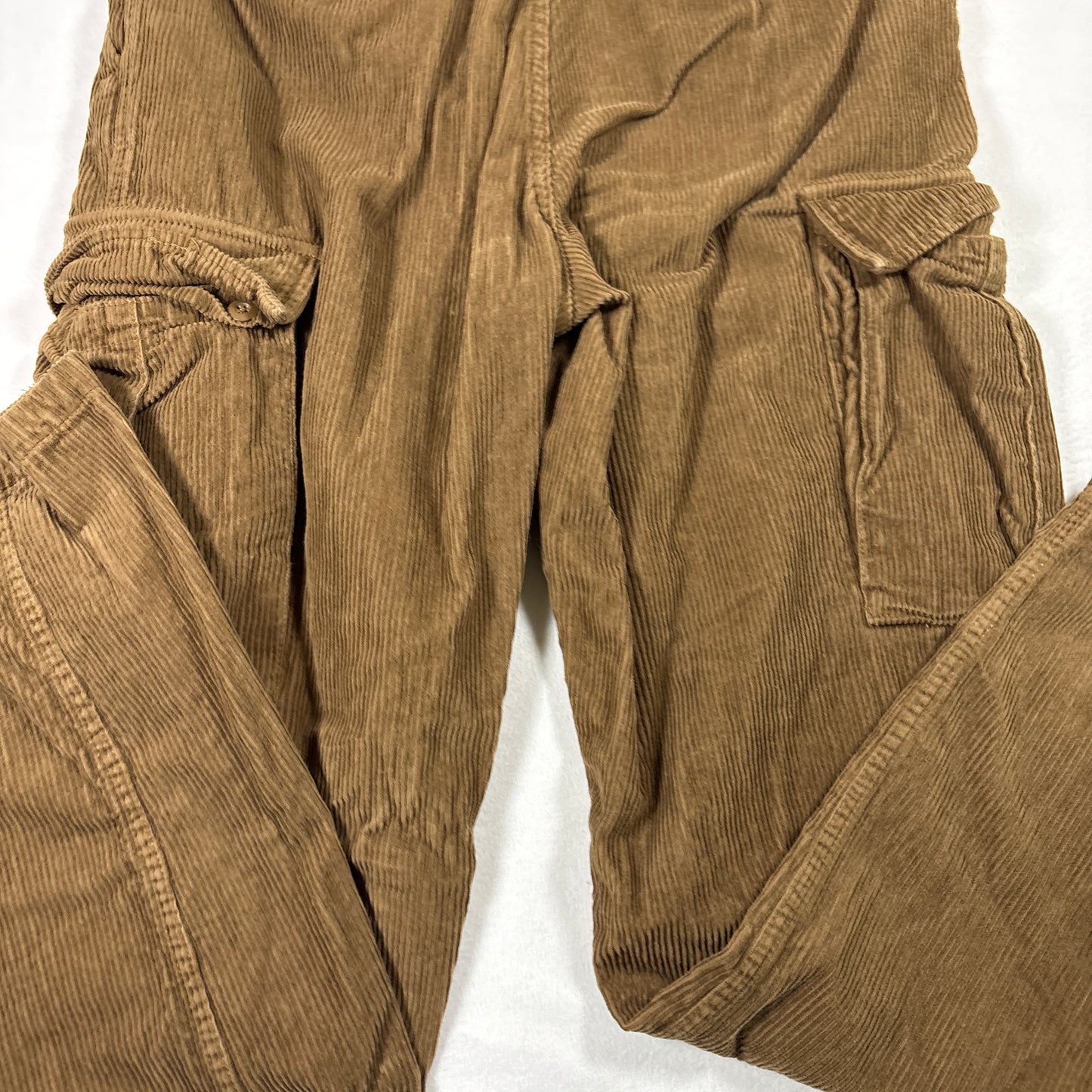 Vans Mens Pants 31 Brown Corduroy Service Cargo Loose Tapered Fit Baggy Y2K