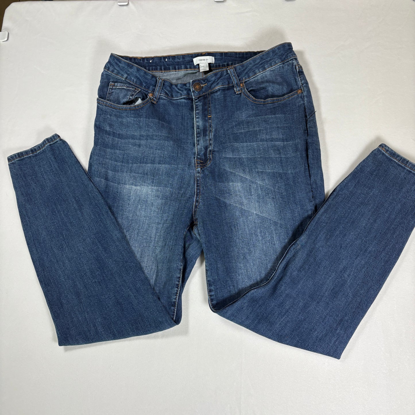 Forever 21 Plus Womens Jeans Blue Denim Skinny Stretch High Rise Size 14