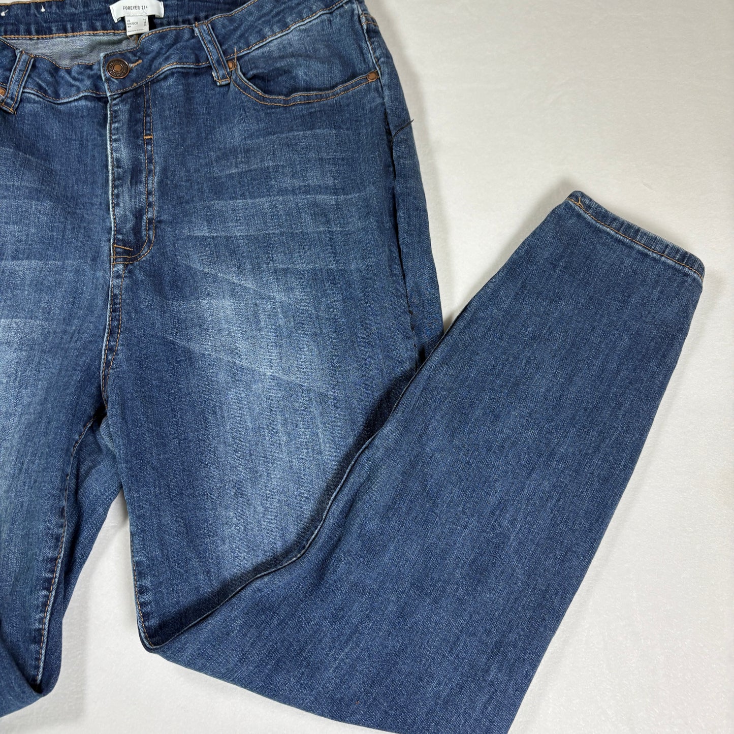 Forever 21 Plus Womens Jeans Blue Denim Skinny Stretch High Rise Size 14