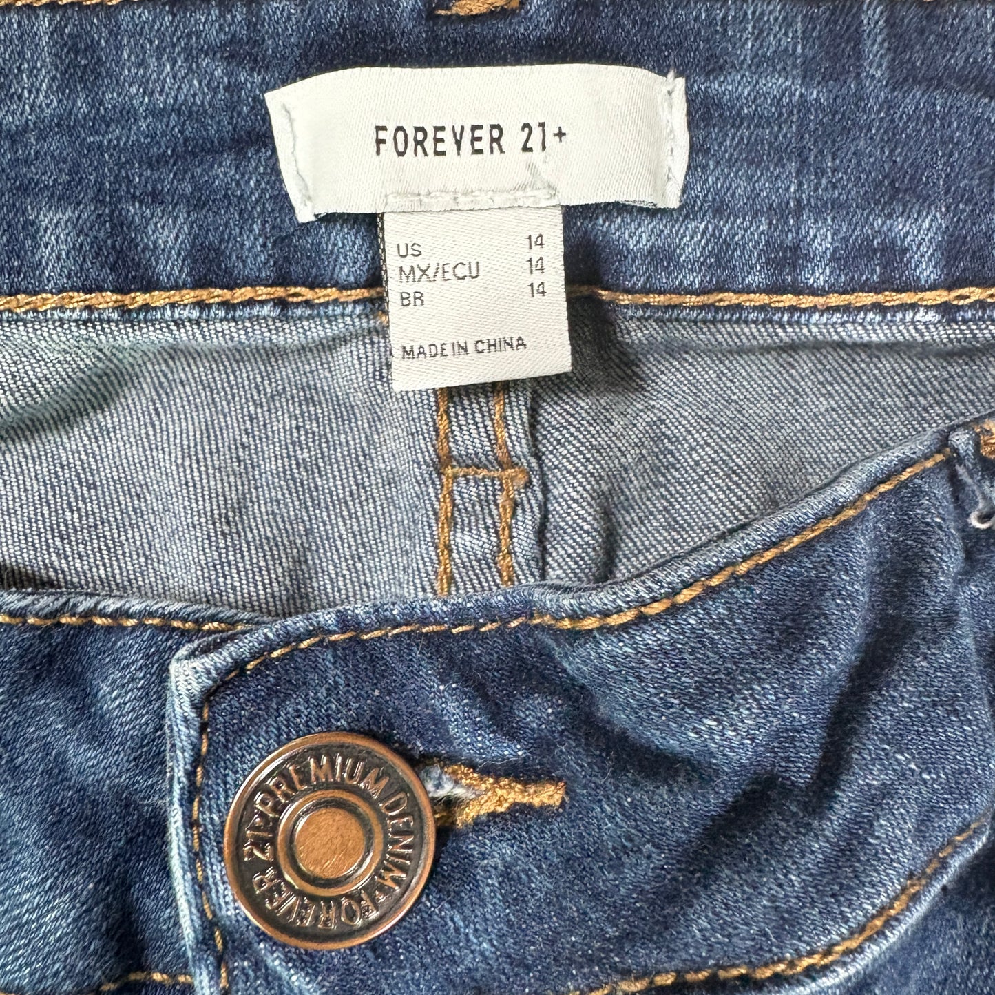 Forever 21 Plus Womens Jeans Blue Denim Skinny Stretch High Rise Size 14