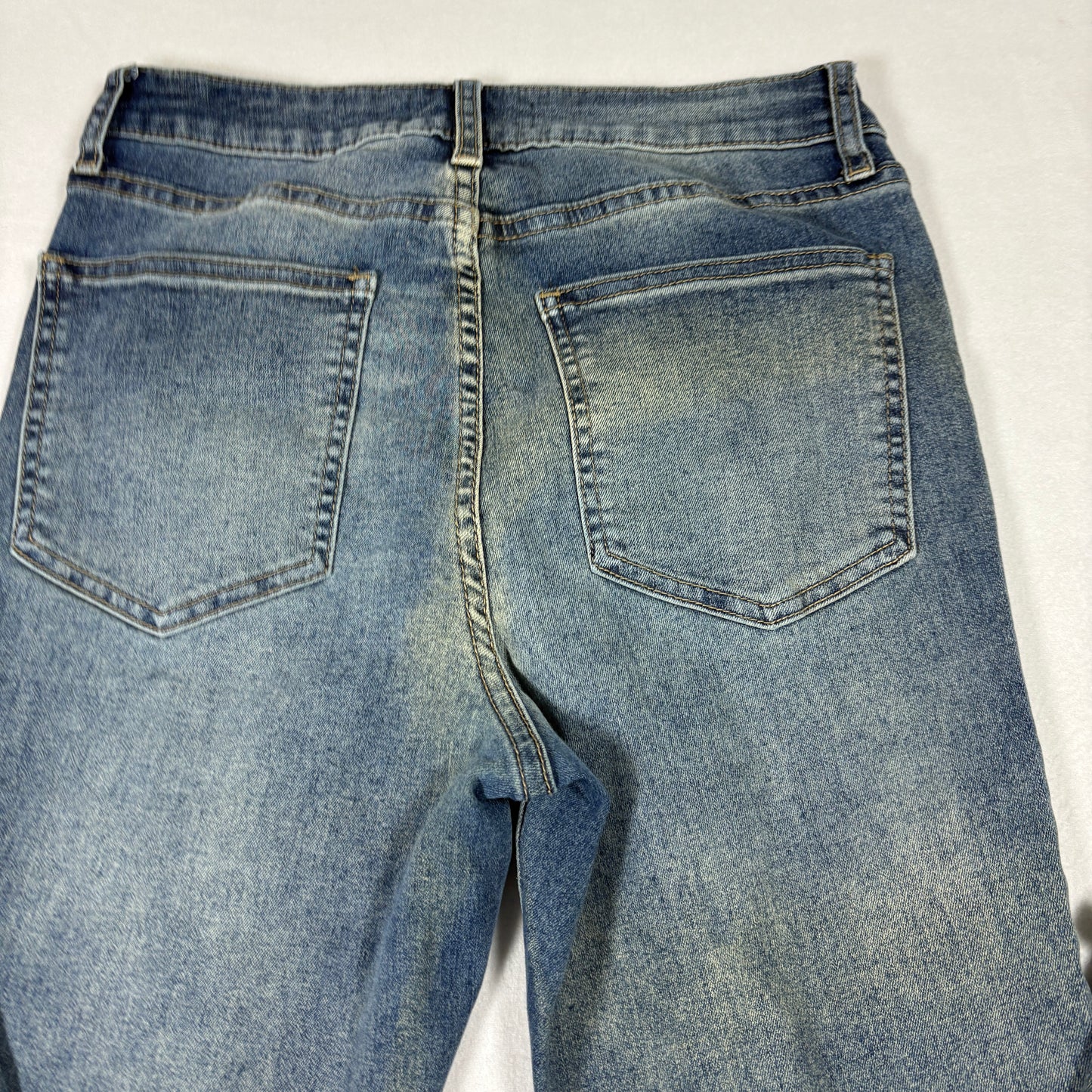 Ashley Mason Womens 7/28 Studded Jeans Blue Denim Raw Hem Y2K Vintage Grunge