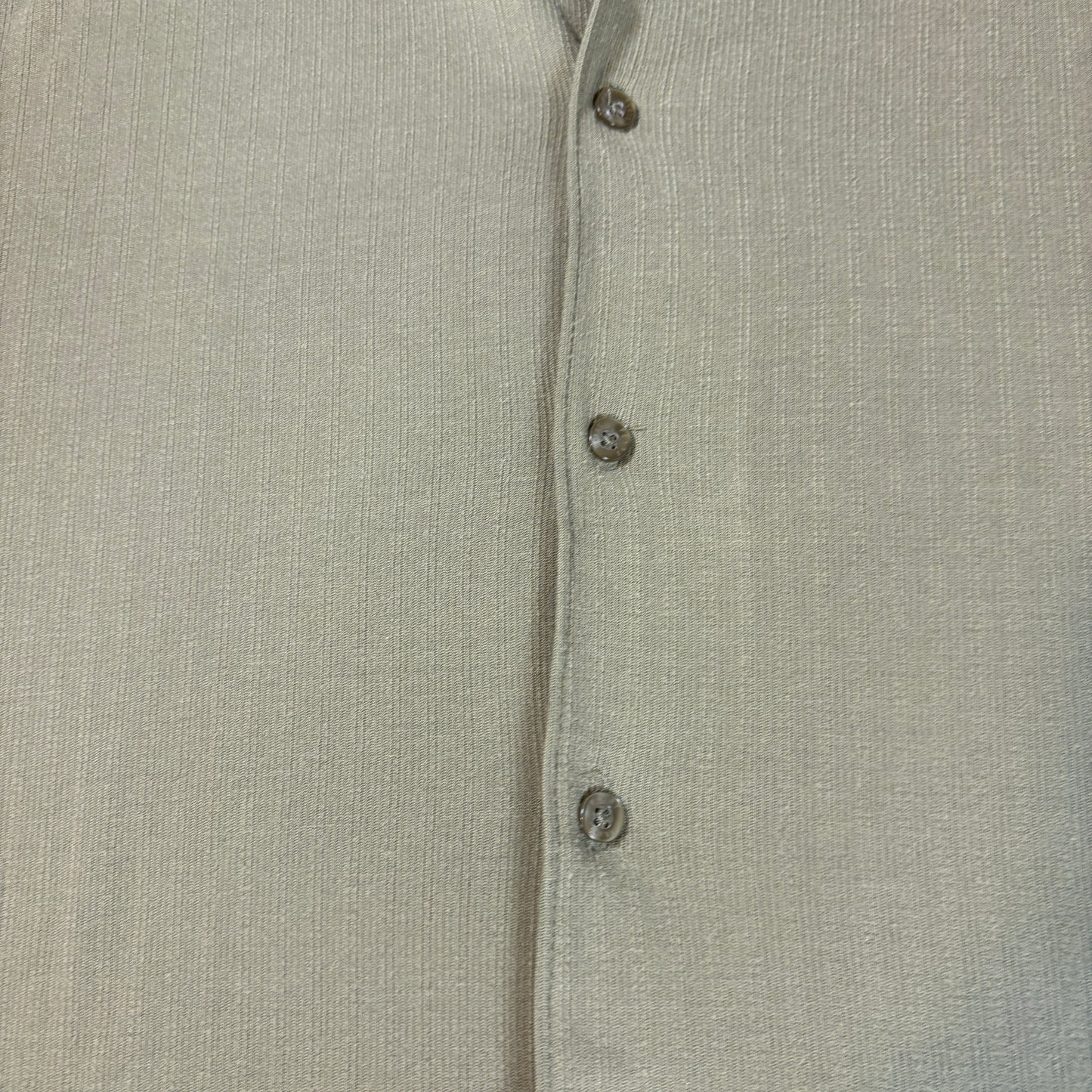 Perry Ellis Mens Shirt L Green Button Front Short Sleeve Casual Camp Collar Top