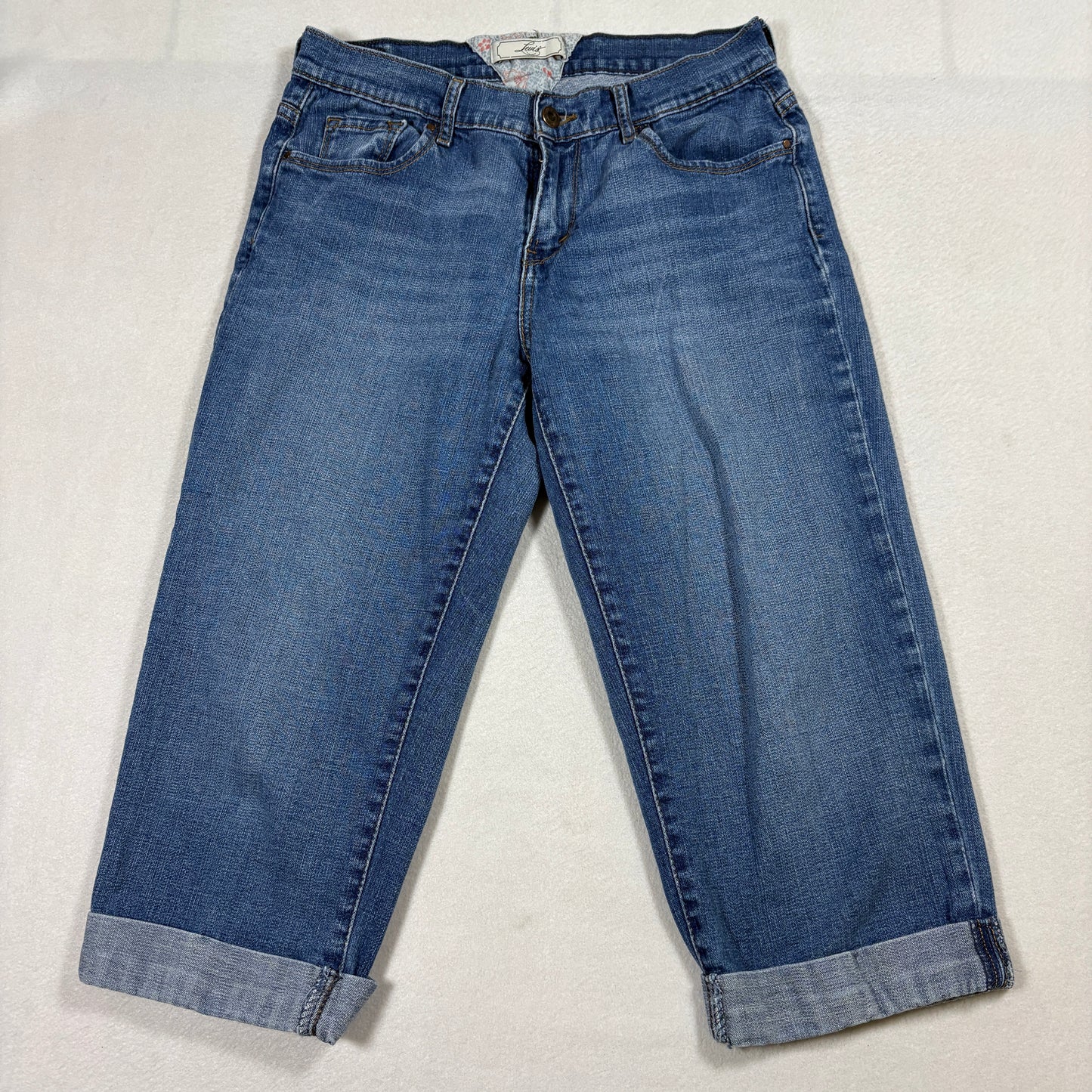 Levi’s Denim Capris Womens 4 Blue Mid Rise Stretch Jeans Cuffed Cropped Pants