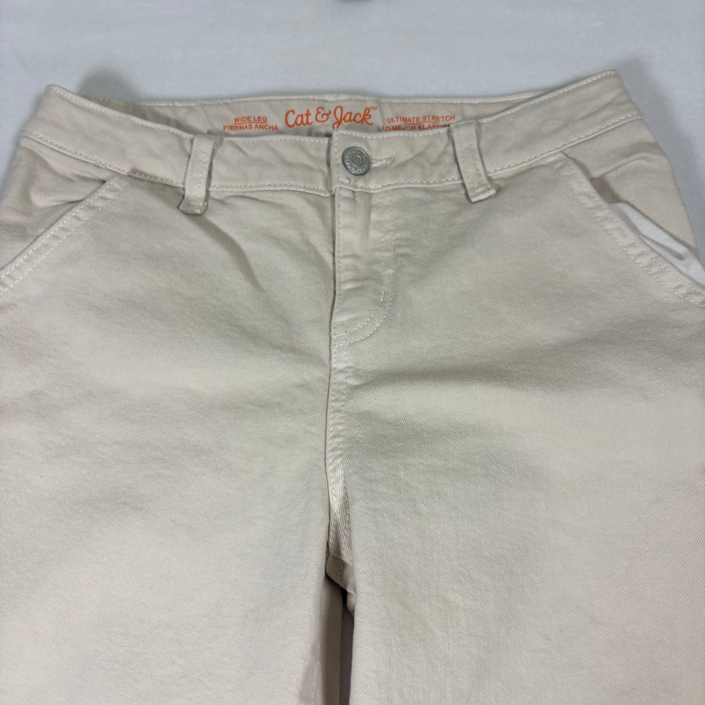 Cat & Jack Womens Wide Leg Jeans 12 Beige Stretch Y2K 90s Baggy Grunge